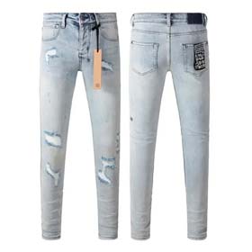 KSUBI Herren Casual Light Color Vintage Distressed gewaschen Schädel Druck Slim Fit Jeans (840 Style  