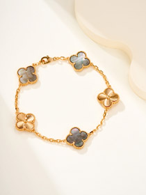 Van Cleef & Arpels Grau Perlmutt Blume Armband-3777  