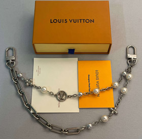 Louis Vuitton LV Buchstabe Blume Perle Doppelkette Tasche Gürtel Kette-3868  