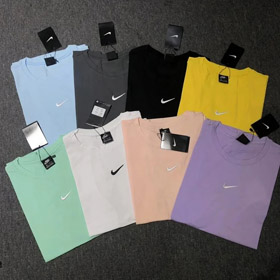 Nike Solid Color Logo Rundhals Pullover Kurzarm gedrucktes T-Shirt-2755  