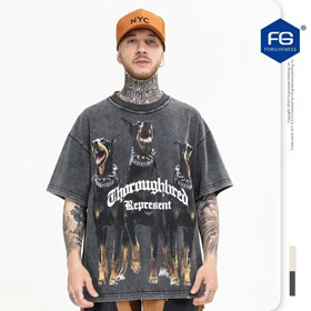 REPRESENT Tier Drei Hunde Print Kurzarm T-Shirt (2 Stile)-2782  