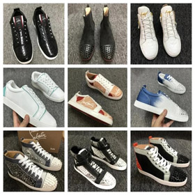 Christian Louboutin leichte, rutschfeste, höhenverstärkende glitzernde Leder Sneakers-2906  