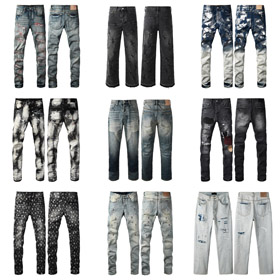 Lila Brandneu gestickte Slim-Fit Ripped Print Stretch Jeans-4250  
