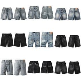 Lila Brandneu heiße Diamant Denim Retro Shorts gewaschen Shorts gerade-4254  